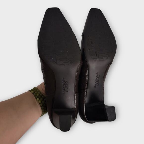 Franco Sarto Tanya Ankle Bootie heel 6.5 Faux Leather Pointed Toe Preppy Classic - Picture 6 of 8